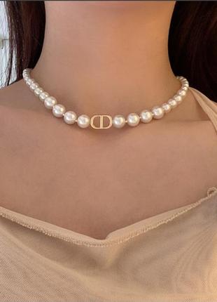 Чокер жемчуга в стиле диор dior cd