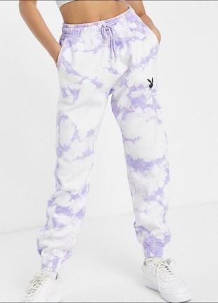 Штаны playboy missguided женские джогеры белые фиолетовые сиреневые