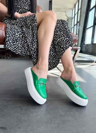 ❤️ шикарные кожаные шлепанцы мюли