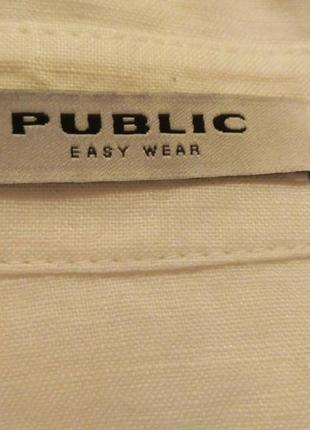 Белый пиджак public классика 100% лён р.36 евро3 фото
