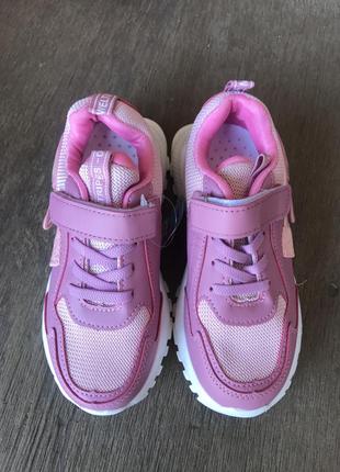 Новые розовые детские кроссовки на высокой подошве6 фото