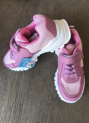 Новые розовые детские кроссовки на высокой подошве7 фото
