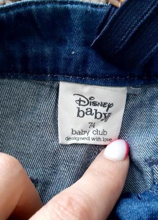 Джинсові шорти з підтяжками disney baby 74 розміру.7 фото