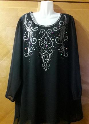 Брендовая стильная праздничная блуза с пайетками р.25/54 от joanna hope
