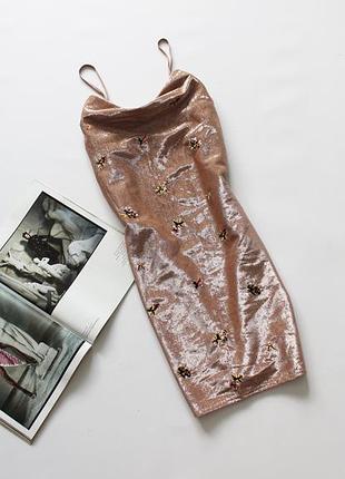 Красивое платье с напылением в цветочный принт хл 14