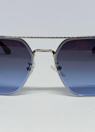 Очки в стиле prada мужские солнцезащитные сине фиолетовый градиент в серебристом металле2 фото