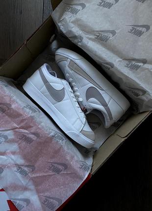 Nike blazer low white&amp;grey7 фото