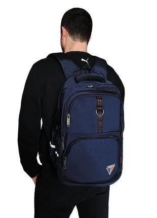 Рюкзак мужской темно-синий с usb и ортопедической спинкой повседневный, спортивный, для ноутбука 17″2 фото