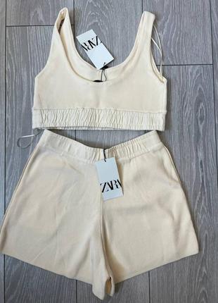 Костюм zara (топ + шорти(шорты) )8 фото