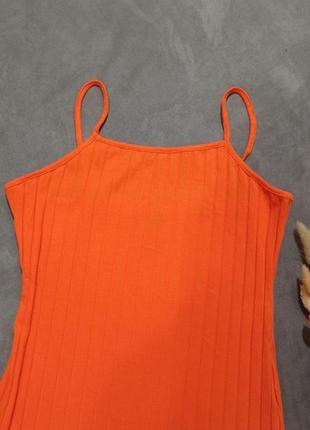 Платье мини платье на бретелях в рубчик оранжевая shein8 фото