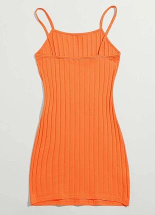Платье мини платье на бретелях в рубчик оранжевая shein3 фото