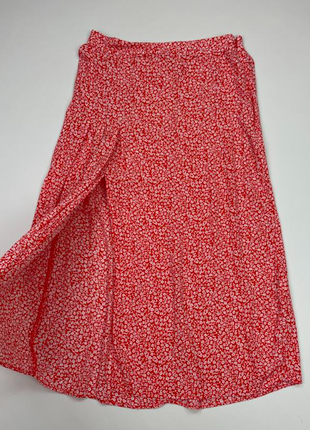 H&amp;m натуральная летняя юбка миди в цветочек с вырезом6 фото