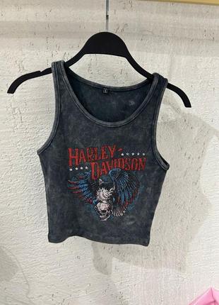 Наложенный платеж ❤ кроп топ майка хлопковая вареная варенка с принтом череп harley davidson