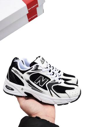 Женские кроссовки new balance 530 белые с чёрным