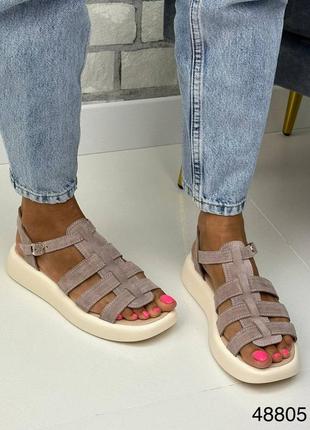 Босоножки сандалии с ремешками кожа замш9 фото