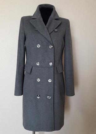 Мега-качественное,стильное,теплое,шерстяное шинелевое,80%шерсти,двубортное  пальто sisley