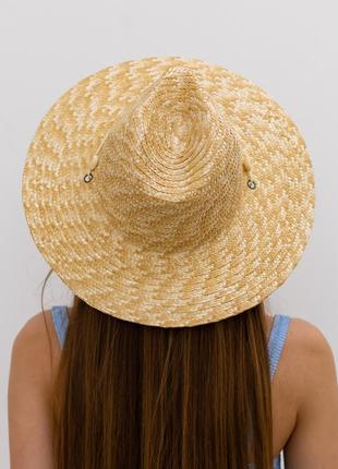 Женская летняя соломенная шляпа федора с широкими полями и ракушками3 фото