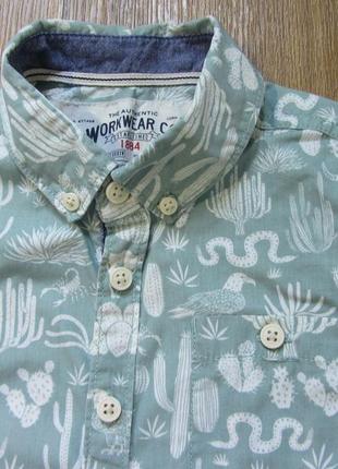 Праздничная летняя рубашка с коротким рукавомс кактусами marks & spencer для мальчика 4-5 лет 1106 фото