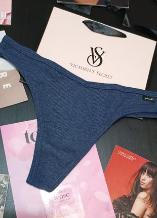 Бавовняні трусики стринги тонги рубчік хс с л хл victoria's secret виктория сикрет вікторія сікрет оригінал