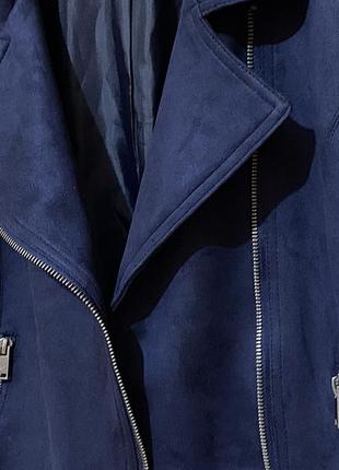 M-l вітровка косуха з тканини під замшу темно-синя жіноча ветровка куртка7 фото