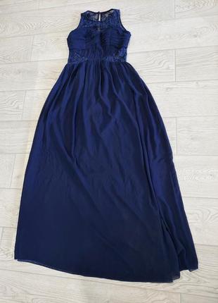 Вечернее, нарядное платье в пол синего цвета little mistress 44-465 фото
