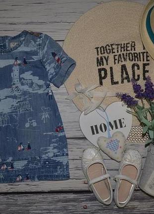 12 - 18 месяцев 86 см обалденное платье сарафан для малышки джинсовый с вышивкой