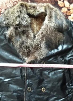 Куртка кожаная на натуральном меху, зимняя куртка 3xl, меховая дубленка для мужчины6 фото