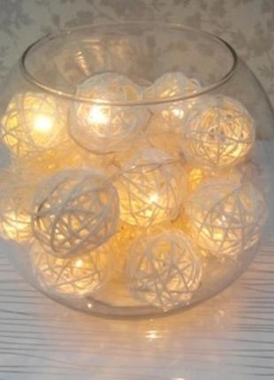 Гірлянда кульки led світлодіодна. для дизайну. ротанг. на батарейках.10 фото