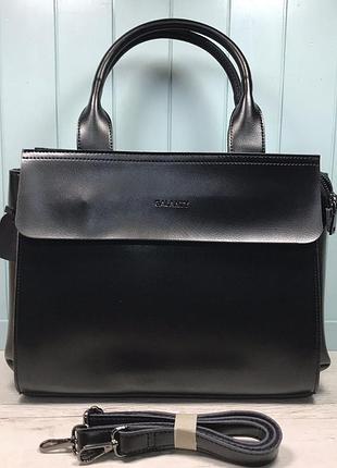 Женская кожаная сумка galanty чёрная жіноча шкіряна чорна