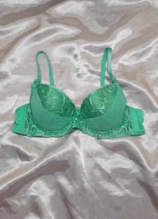 Зелений бірюзовий мережевний сексуальний сексі бюстгальтер ліфчик з мякими паролоновими чашками чашка а в однотонний в сіточку сітку з вишивкою