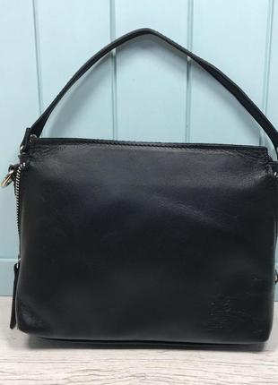 Женская кожаная сумка итальянская черная жіноча шкіряна чорна італія5 фото