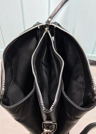 Женская кожаная сумка итальянская черная жіноча шкіряна чорна італія9 фото