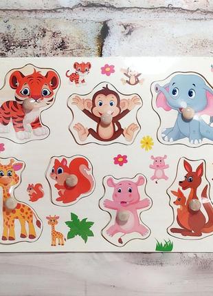 Доска с вкладышами "зоопарк 2", сортер с подложкой