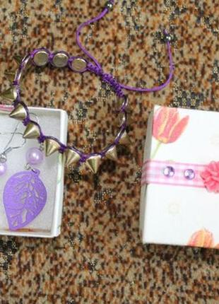 Набір прикрас (сережки, браслет + подарункова коробочка)2 фото