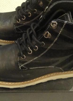 Винтажные мужские ботинки pepe jeans.оригинал.цвет черный.кожа 100%.р.42