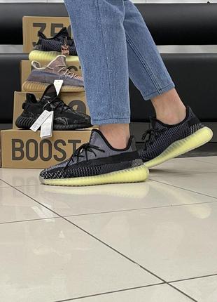 Кроссовки adidas yeesy boost 350 black / gray / lime5 фото