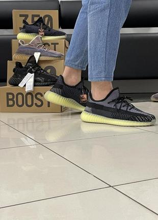 Кроссовки adidas yeesy boost 350 black / gray / lime9 фото