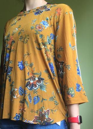 Блузка блуза в рубчик с цветами3 фото