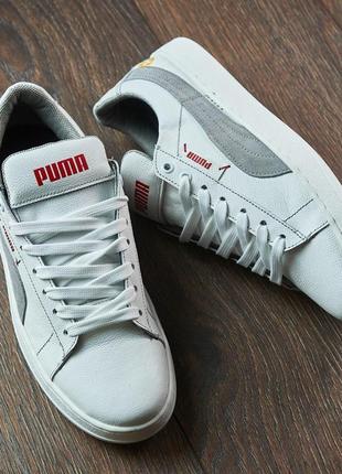 Чоловічі шкіряні кеди puma білі2 фото