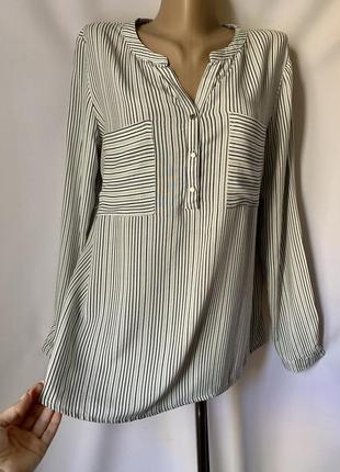 Стильная удлиненная полу рубашка в полоску с карманами в полоску блузка top secret1 фото