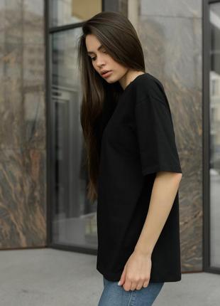 Черная футболка оверсайз женская, oversize футболка3 фото