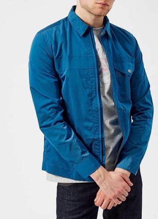 Нейлонова куртка оверширт pretty green kaiser nylon overshirt zip jacket blue