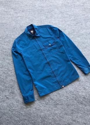 Нейлонова куртка оверширт pretty green kaiser nylon overshirt zip jacket blue2 фото