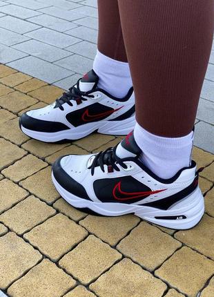 Кросівки nike air monarch black white “red logo”