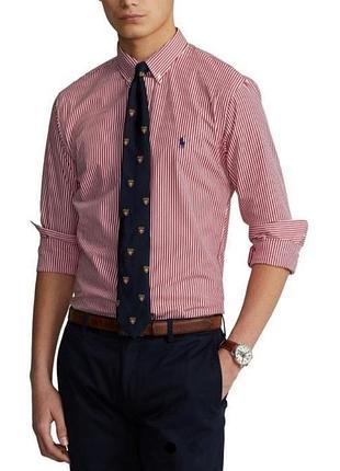 Котоновая рубашка в полоску ralph lauren custom fit ☕ размер xl/50-52рр