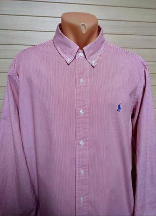 Котоновая рубашка в полоску ralph lauren custom fit ☕ размер xl/50-52рр4 фото