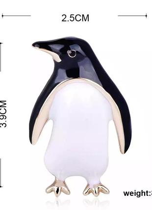 Брошка пінгвін біжутерія з емаллю, брошь пингвин2 фото