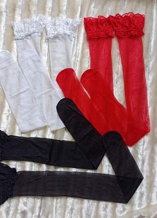 Сексуальні еротичні чулки чорні, білі, червоні, телесні, рожеві, фіолетові