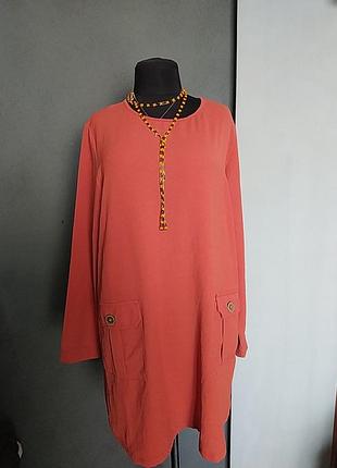 ✨✨платье - туника прямого кроя накладные карманы