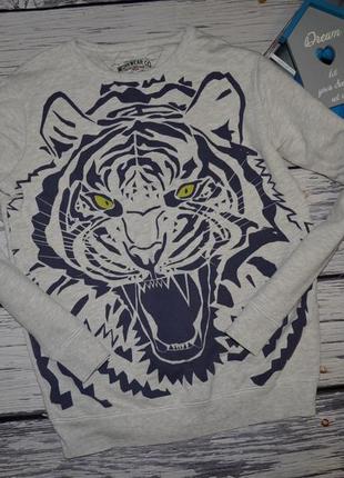 13 - 14 лет фирменный женский свитшот батник кофта кофточка с модным принтом тигра3 фото